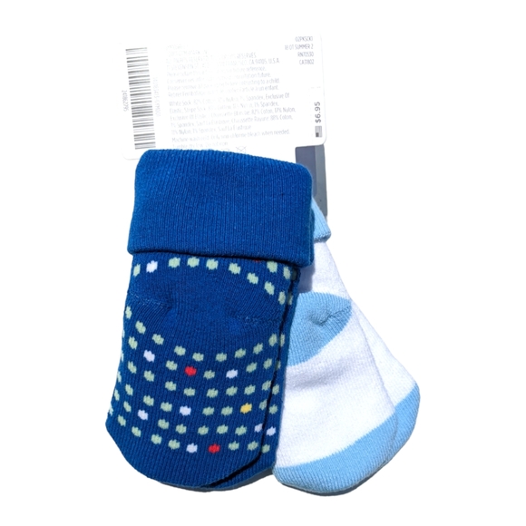 Gymboree 3-6m Car/Dots White/Blue Socks - Picture 2 of 4